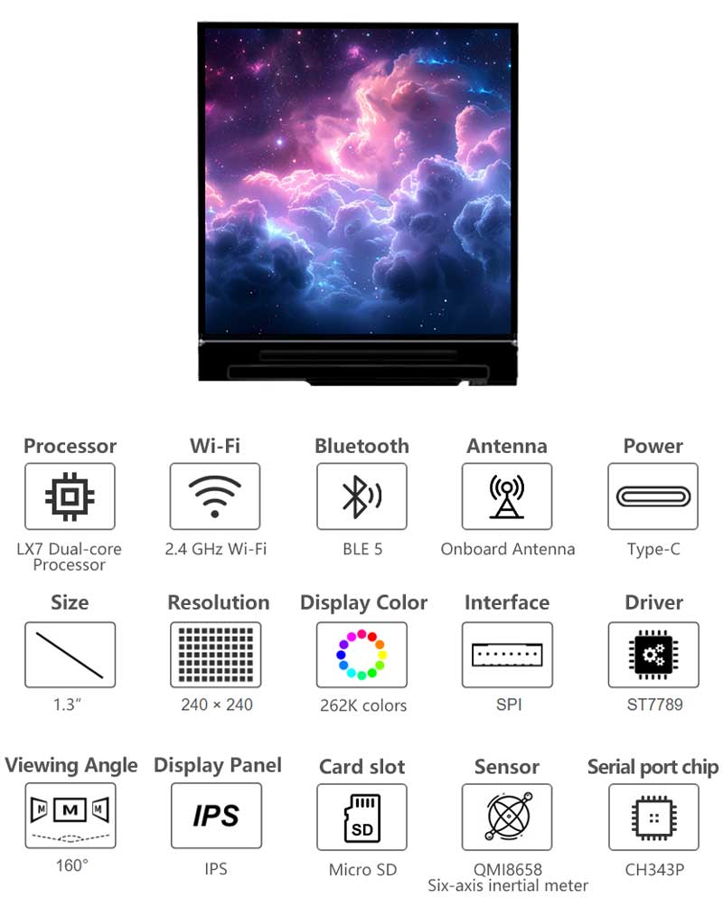 Waveshare ESP32-S3 1.3inch LCD - огляд і ціна Espressif Esp32