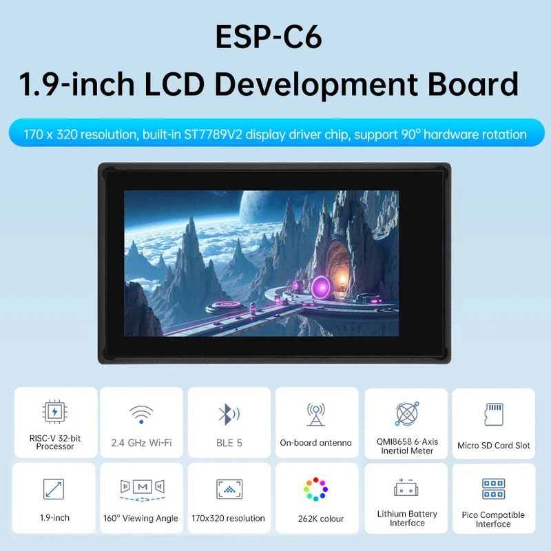 ESP32-C6 1.9-Inch LCD Screen D - огляд і ціна Esp32 Uart Module