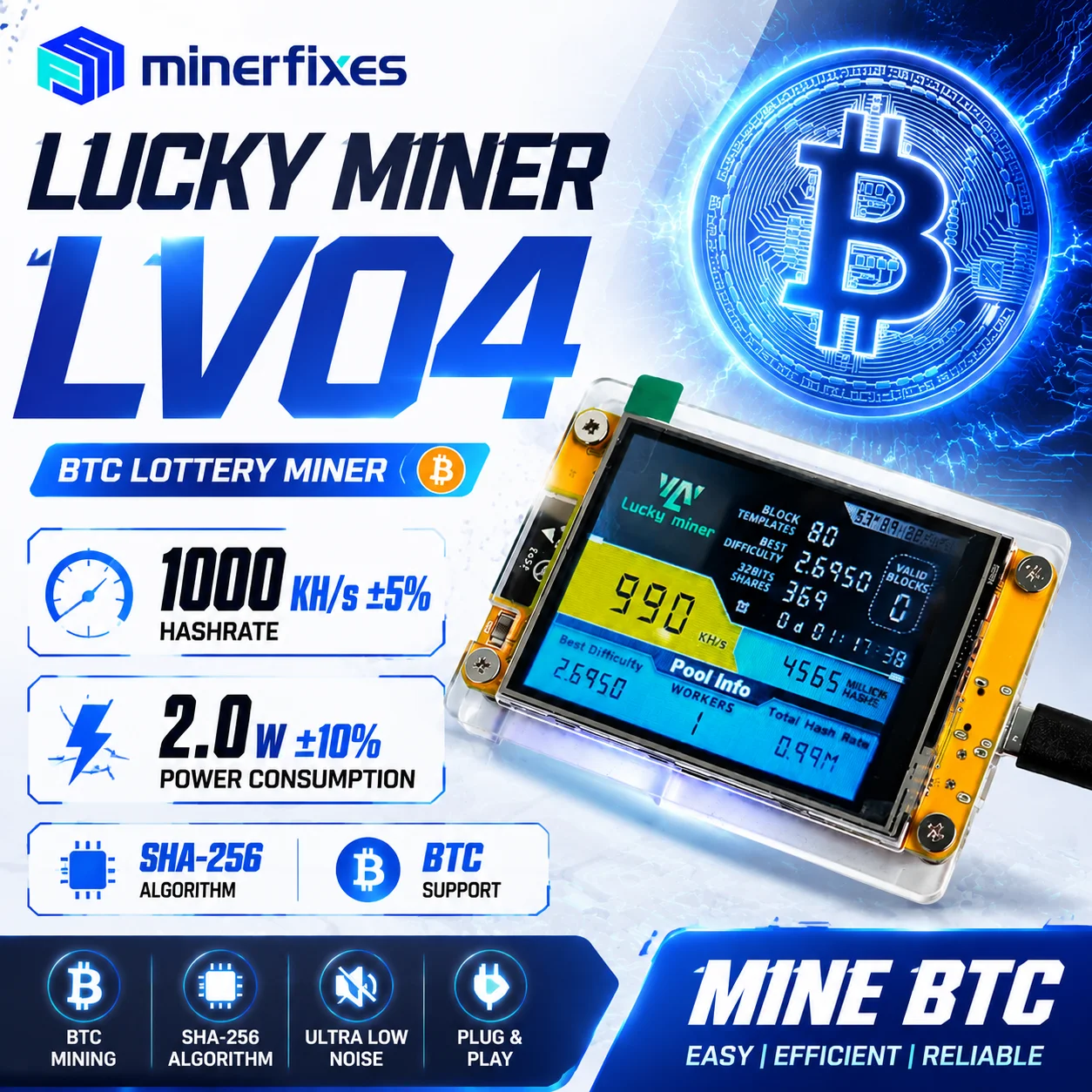 Lucky Miner LV04 NerdMiner V2  - огляд і ціна Espressif Esp32